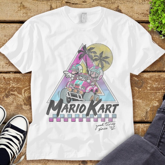 Mario Kart Mario And Luigi Good Time Since 92 Vintage Unisex Tee Adult T-shirt - Picture 1 of 2